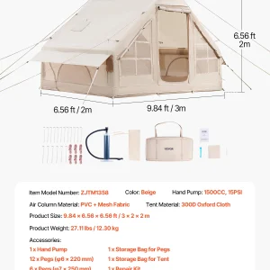 Inflatable Tents with Hand Pump Storage Bag Included